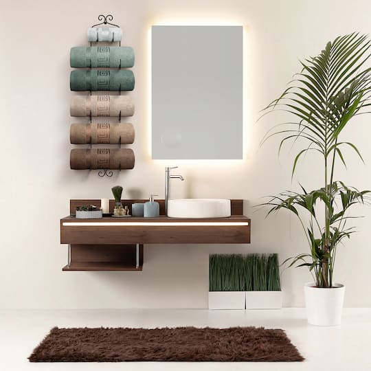 Sorbus 45" Elegant Black Wall-Mounted 6-Bottle Wine & Towel Rack